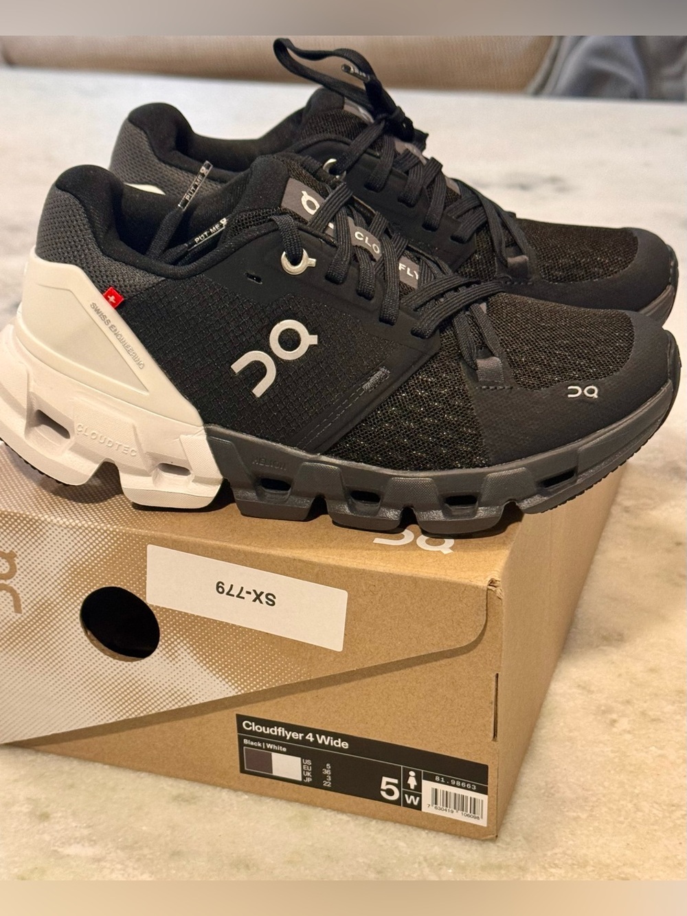 NWT On Cloudflyer 4 Wide Running Shoes - Black/White